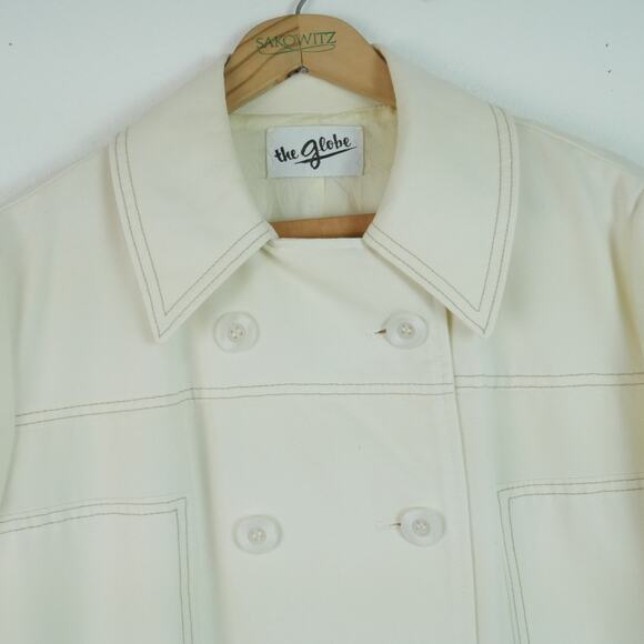Vintage M L Peacoat 60s Mod Swing A Line Cream White Preppy Retro Spring Twee - Picture 3 of 13